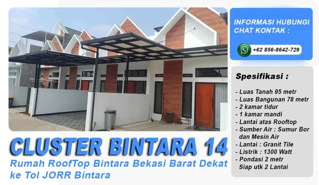 Rumah Murah di Bintara, Bekasi Barat Dekat Tol, Stasiun Cakung